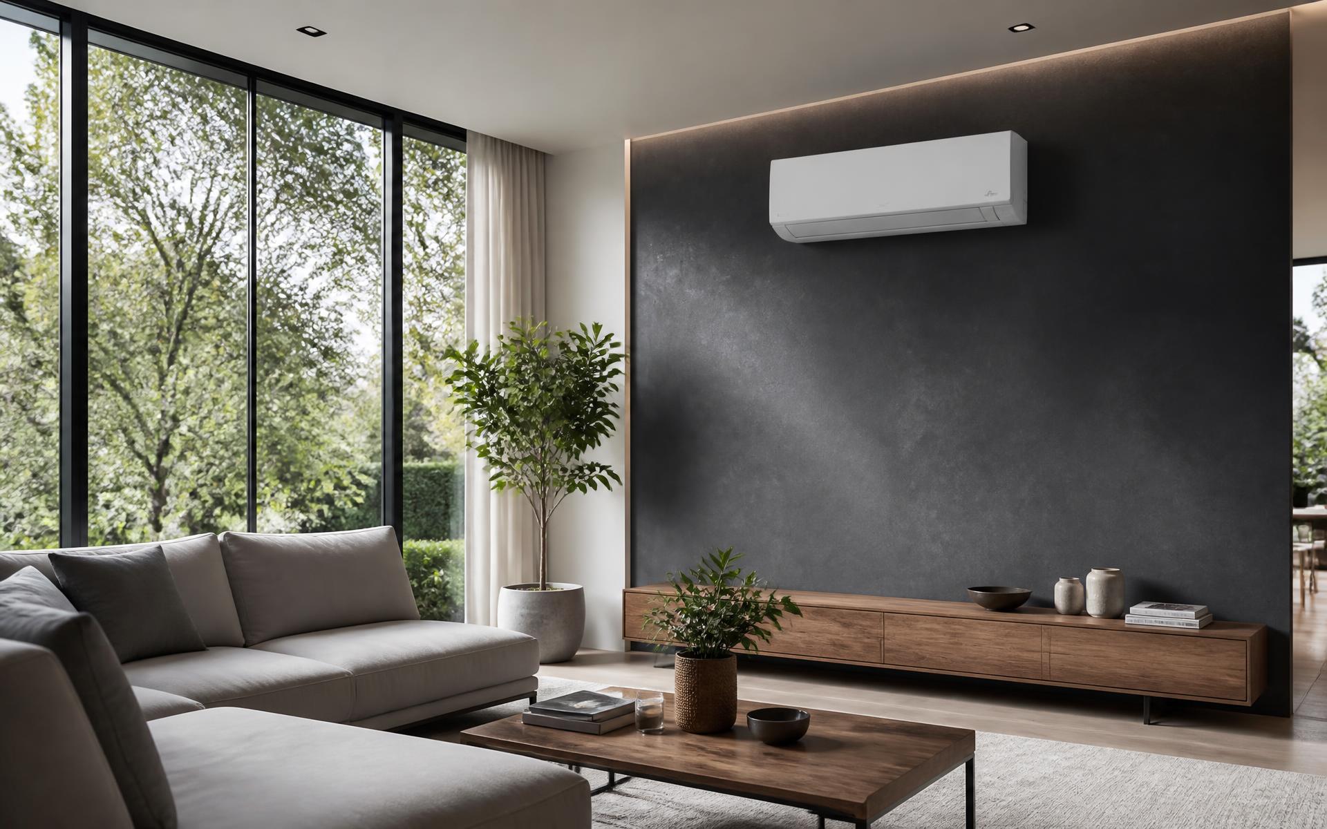 Moderne Klimaanlage in einem hellen Wohnzimmer
